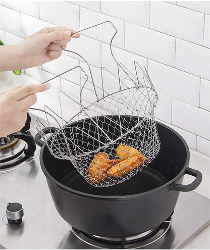 Foldable Steam Rinse Deep Frying Basket