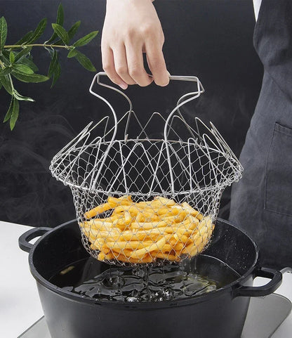 Foldable Steam Rinse Deep Frying Basket