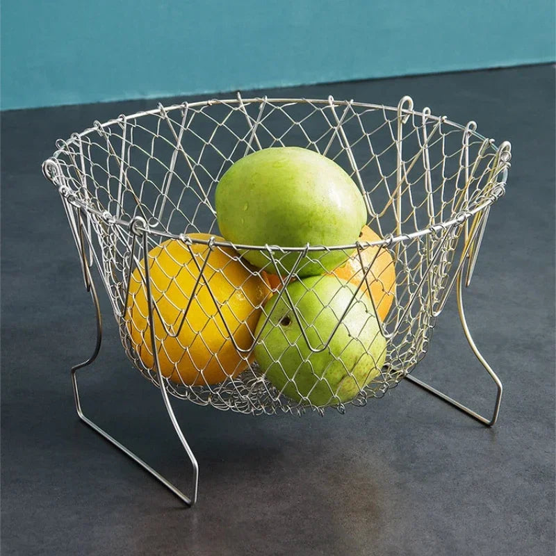 Foldable Steam Rinse Deep Frying Basket