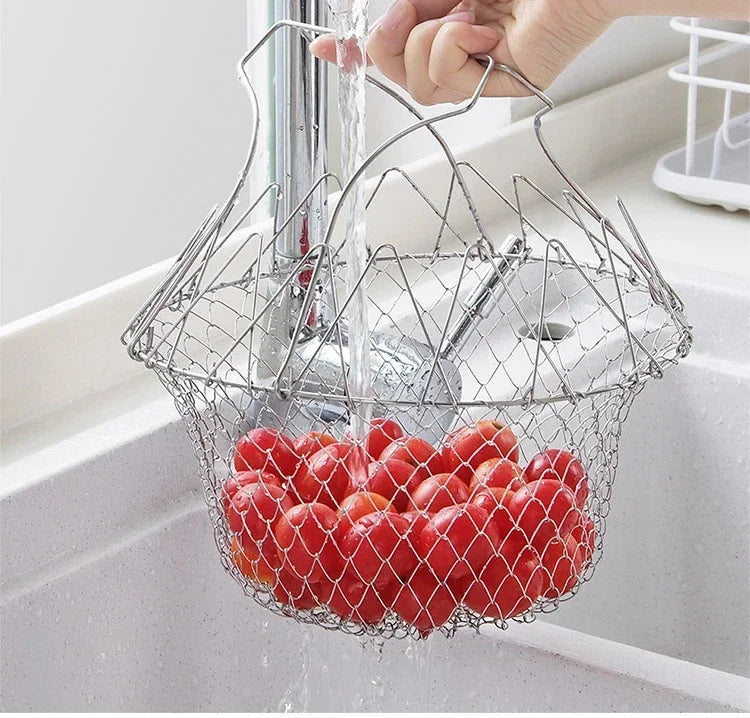 Foldable Steam Rinse Deep Frying Basket