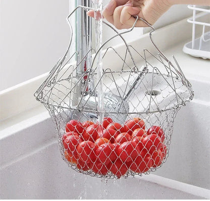 Foldable Steam Rinse Deep Frying Basket